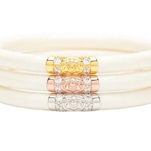BuDhaGirl’s Ivory Three Kings All Weather Bangles. 
Used, very good conditions.
